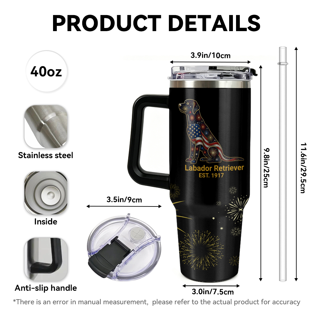 Fireworks Labrador Retriever – 40 oz. Tumbler with Handle