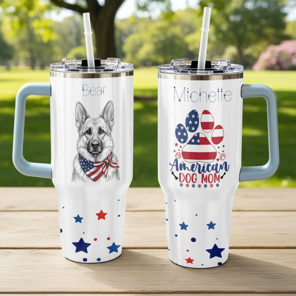 America's Dog Mom Personalized Sketch with Bandana 40oz Tumbler