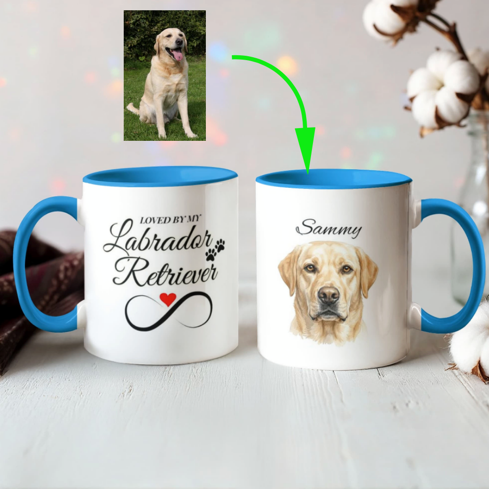 "Loved by a Labrador Retriever" Water Color Pet Portrait Coffee Mug