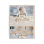 Product packaging with images of cats and text 'Life is Better With Cats' on a white background.