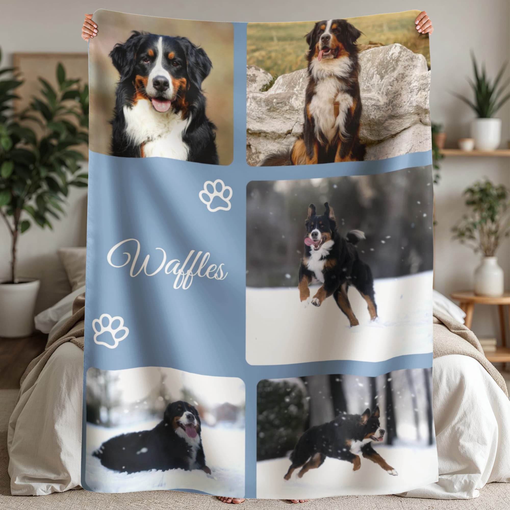 🐾  Personalized Photo Collage Blanket five photos - sherpa blanket