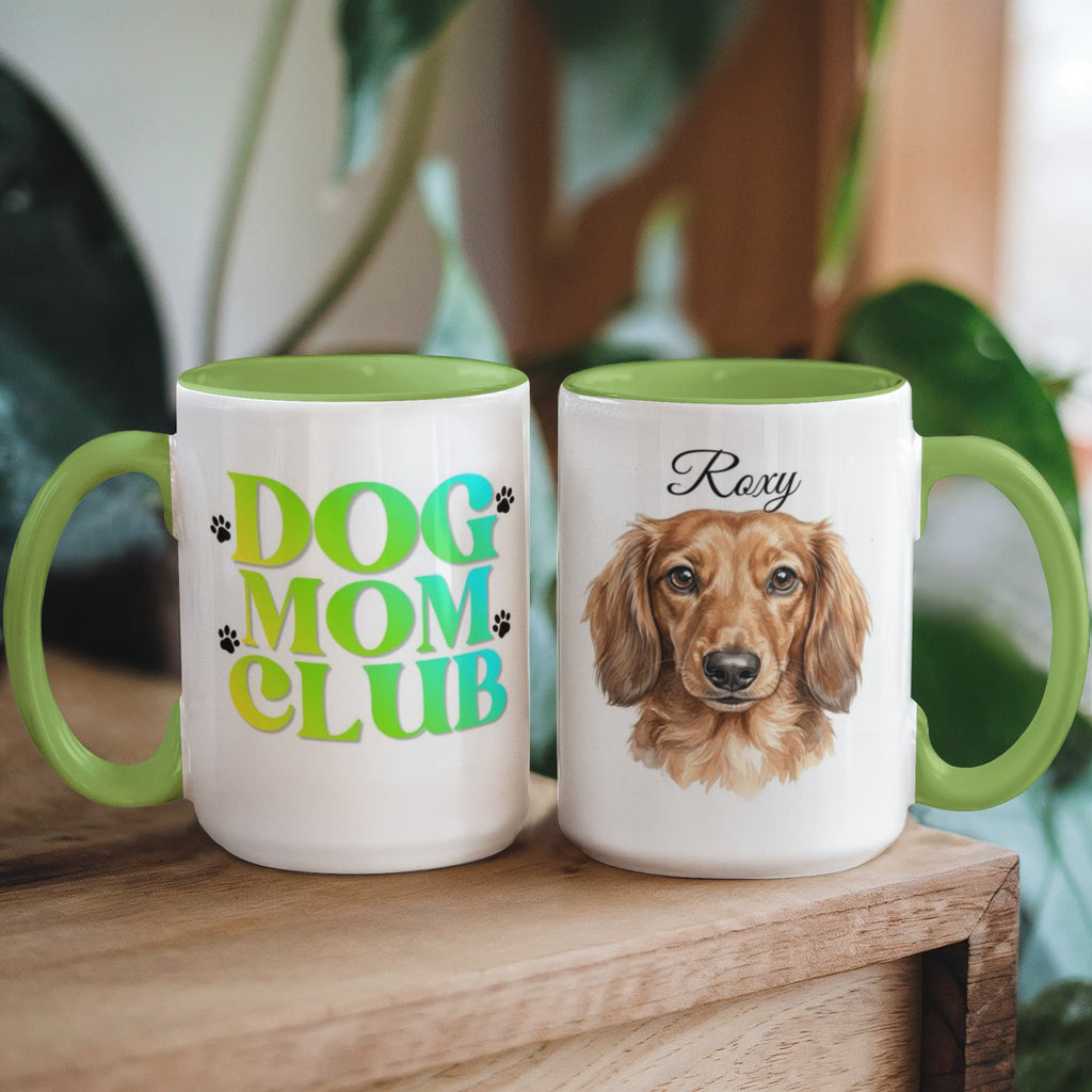 Dog Mom Club Custom Pet Portrait Coffee Mug – Watercolor Style