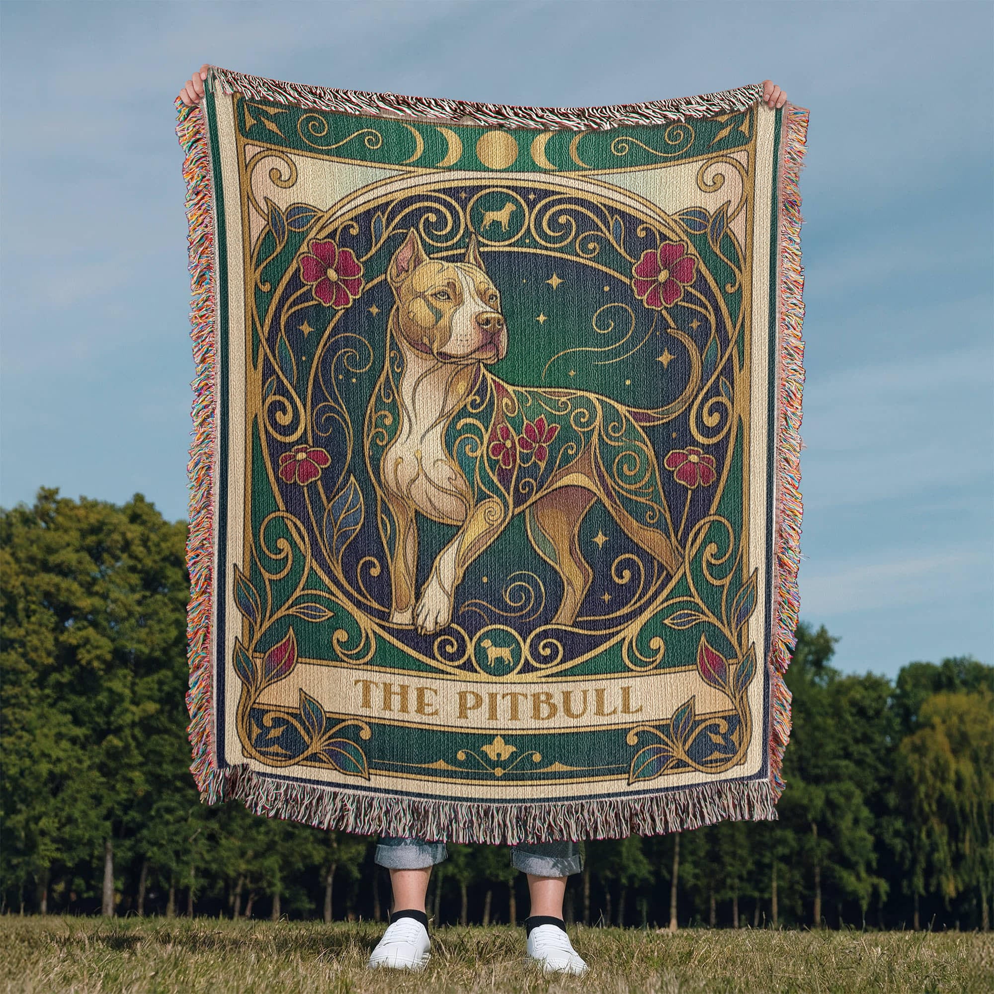 Pitbull Tarot Card -Woven Blanket
