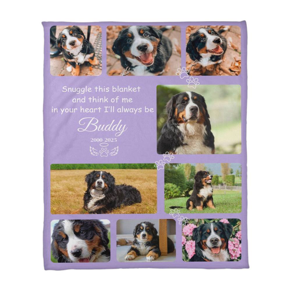 "Snuggle This Blanket and Think of Me" - Pet Memorial Fleece Blanket