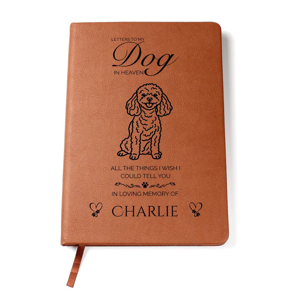 Personalized Dog Journal – Custom Line Art Pet Portrait | Vegan Leather Notebook