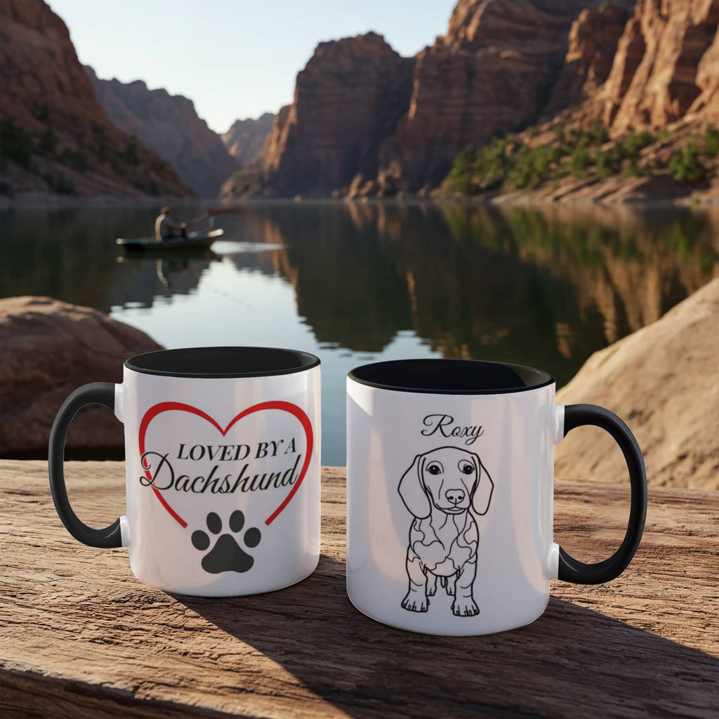 "Loved by a Dachshund" Line Drawn Pet Portrait Coffee Mug