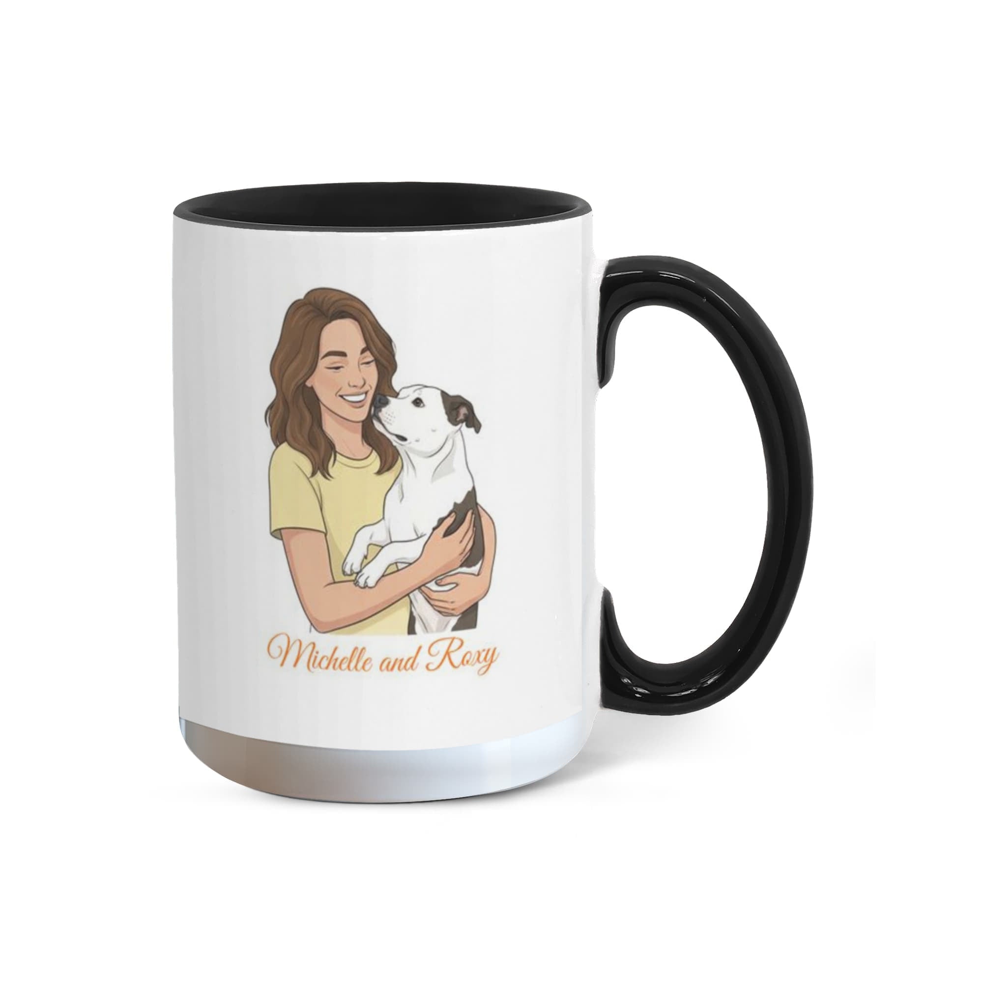 Personalized Dog Mom Coffee Mug – "Hot Girls Rescue Dogs" Custom Illustration with Mom & Dog