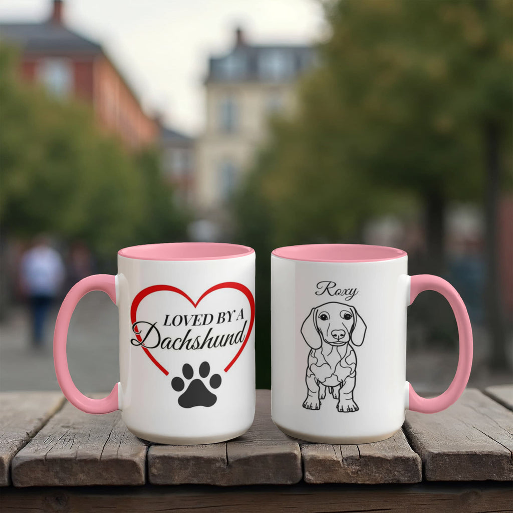 "Loved by a Dachshund" Line Drawn Pet Portrait Coffee Mug