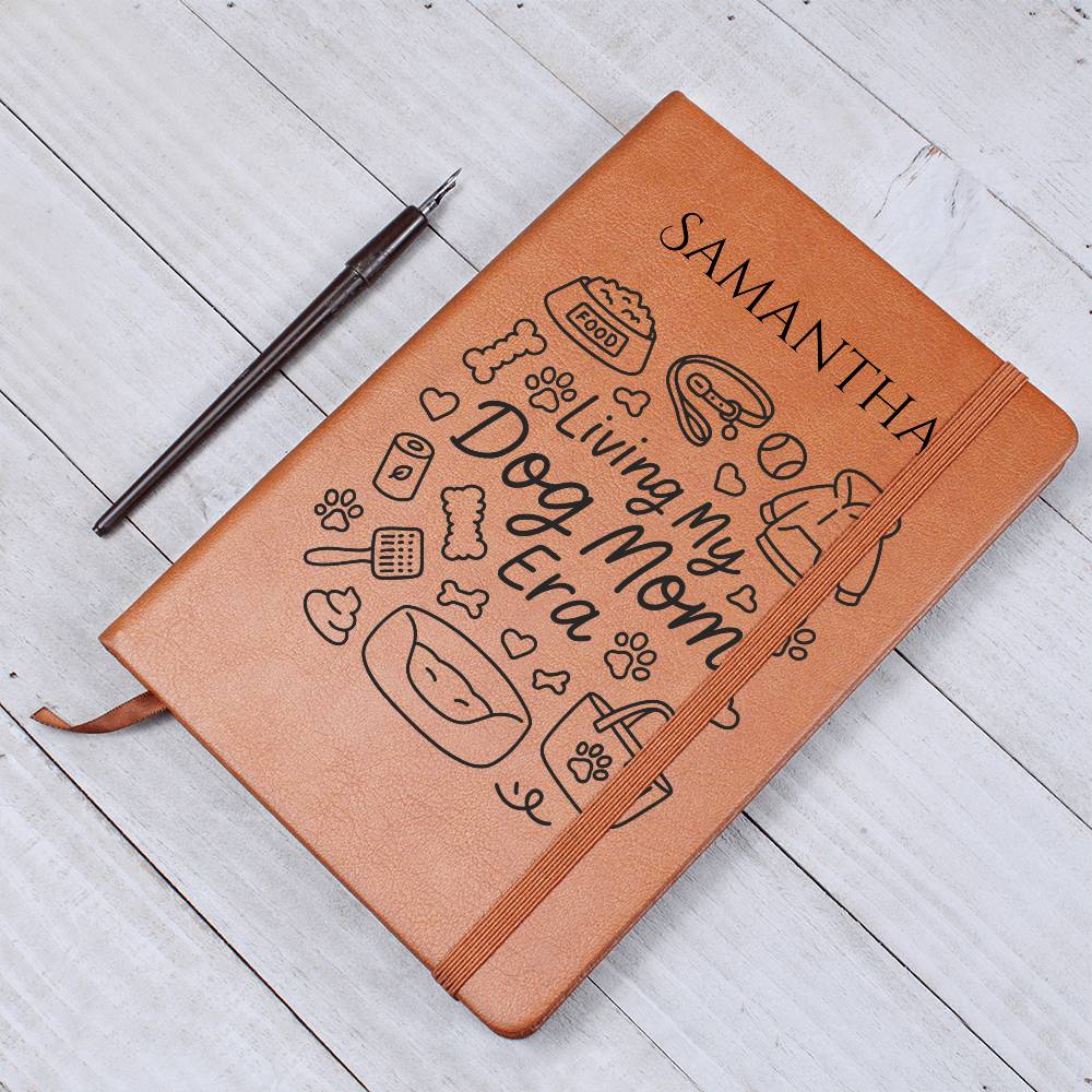 Living My Dog Mom Era Journal – Personalized Leather Journal for Dog Lovers