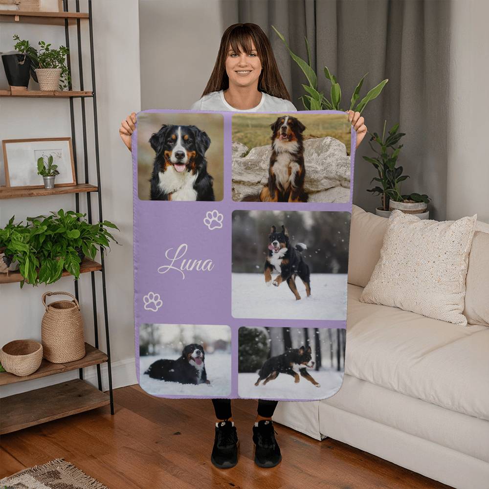 🐾  Personalized Photo Collage Blanket five photos - sherpa blanket