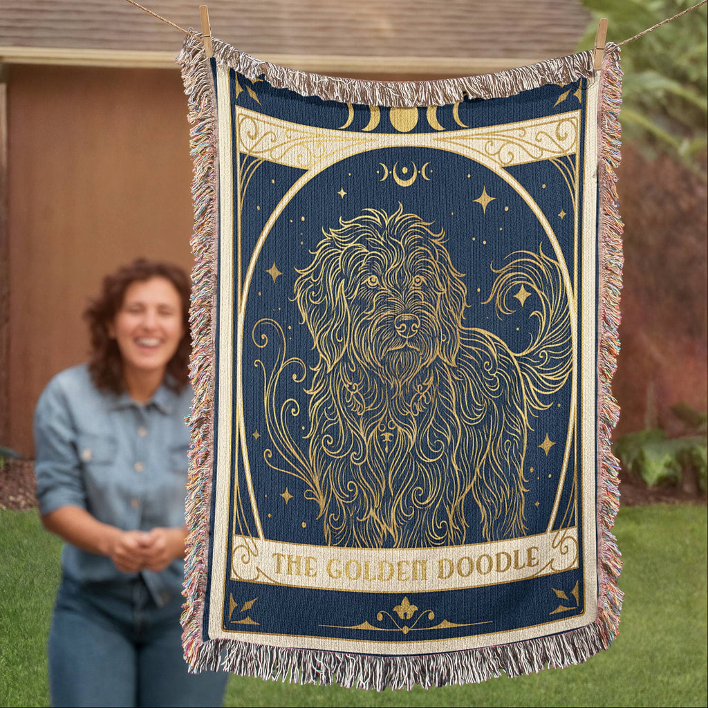 🐾 Woven Blanket Tarot Card Golden Doodle Celestial