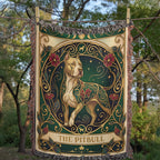Pitbull Stained Glass Art Nouveau Tarot Woven Blanket - Heirloom Cotton Throw