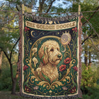 🐾 Woven Blanket Tarot Card - Golden Doodle Lillies