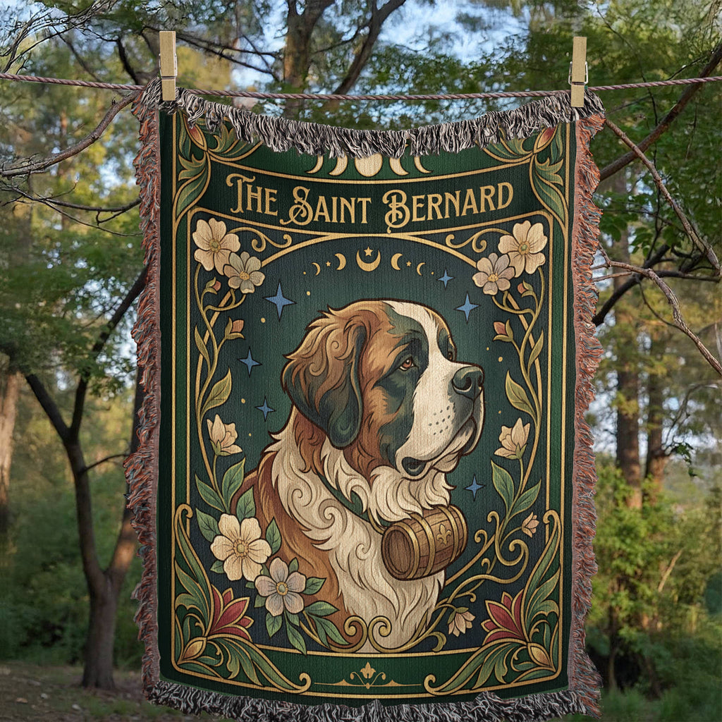 🐾 Woven Blanket Tarot Card - Saint Bernard Green