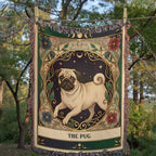 🐾 Woven Blanket Tarot Card - Pug Stained Glass
