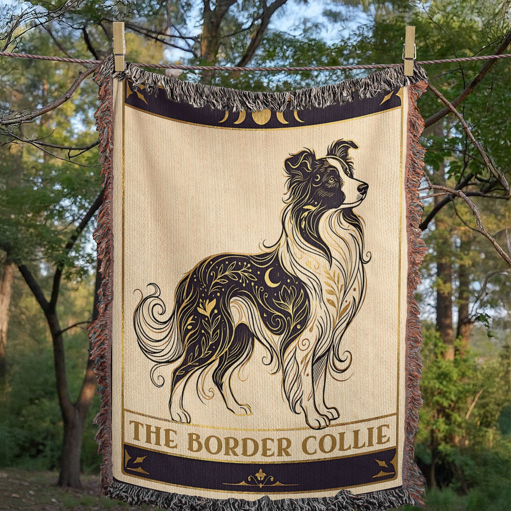 🐾 Woven Blanket Tarot Card - Border Collie Celestial