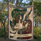 🐾 Woven Blanket Tarot Card - French Spaniel Laying Down