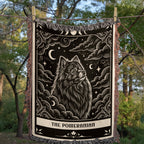 🐾 Woven Blanket Tarot Card Pomeranian Black and White