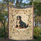 🐾 Woven Blanket Tarot Card - Bernese Mountain Dog - Flowers