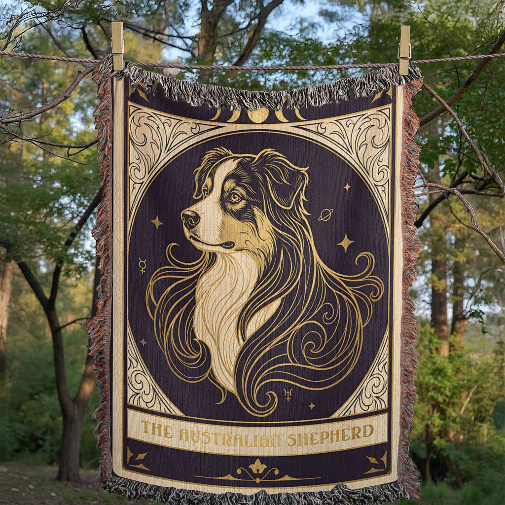 🐾 Woven Blanket Tarot Card - Australian Shepard Profile