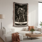 🐾 Woven Blanket Tarot Card - Boxer Black & White