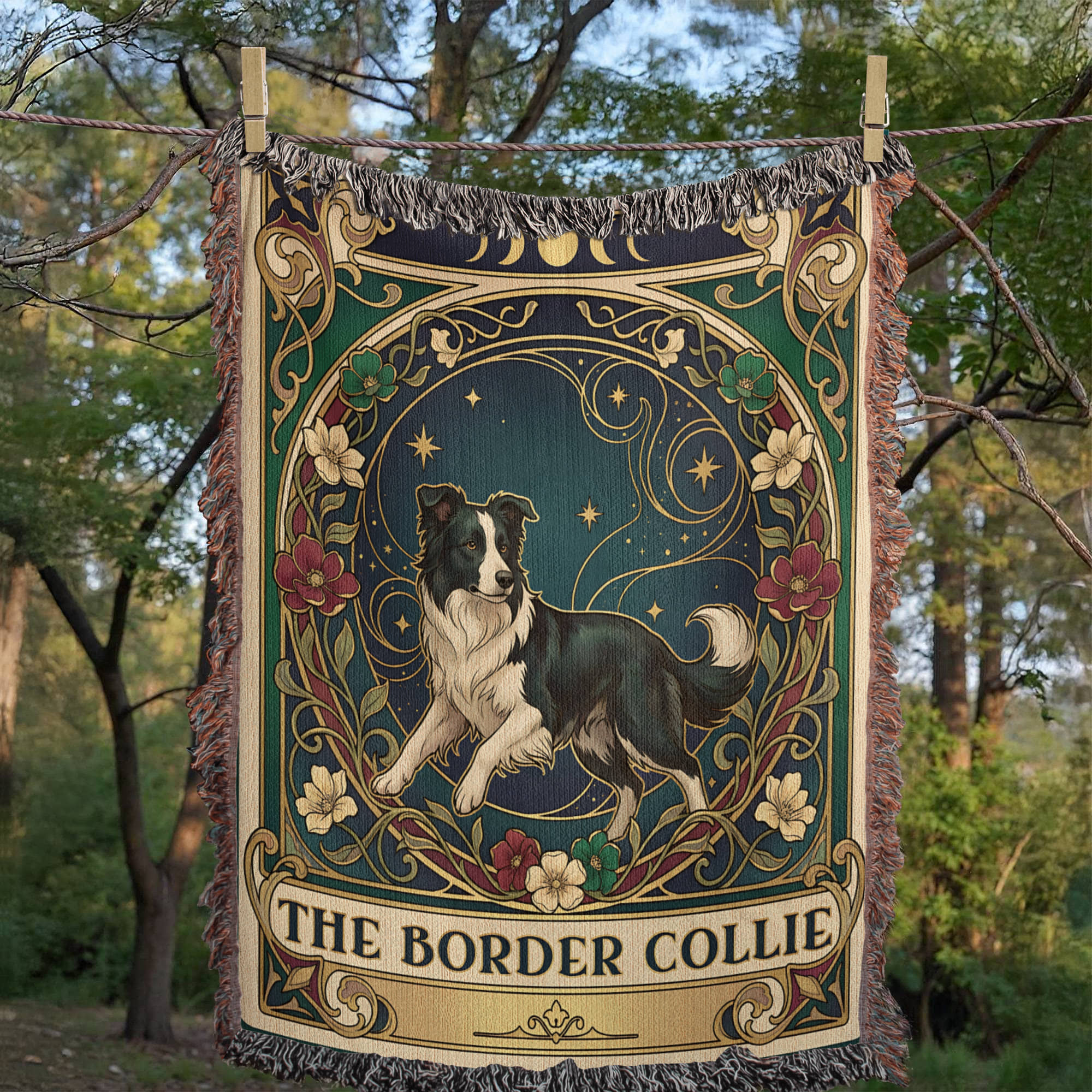 🐾 Woven Blanket Tarot Card - Border Collie