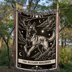 🐾 Woven Blanket Tarot Card - Belgian Malinois Black & White