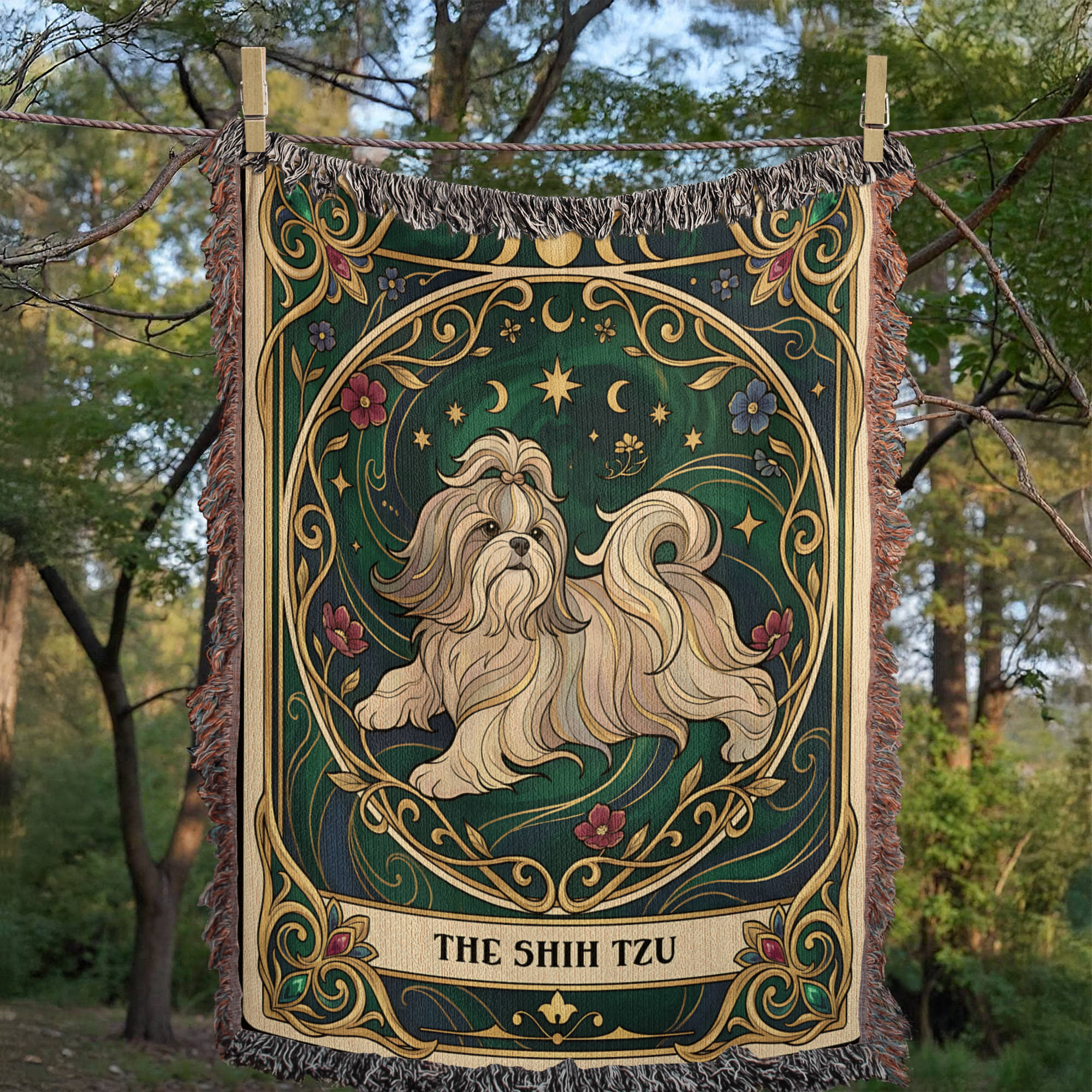 🐾 Woven Blanket Tarot Card - Shih Tzu