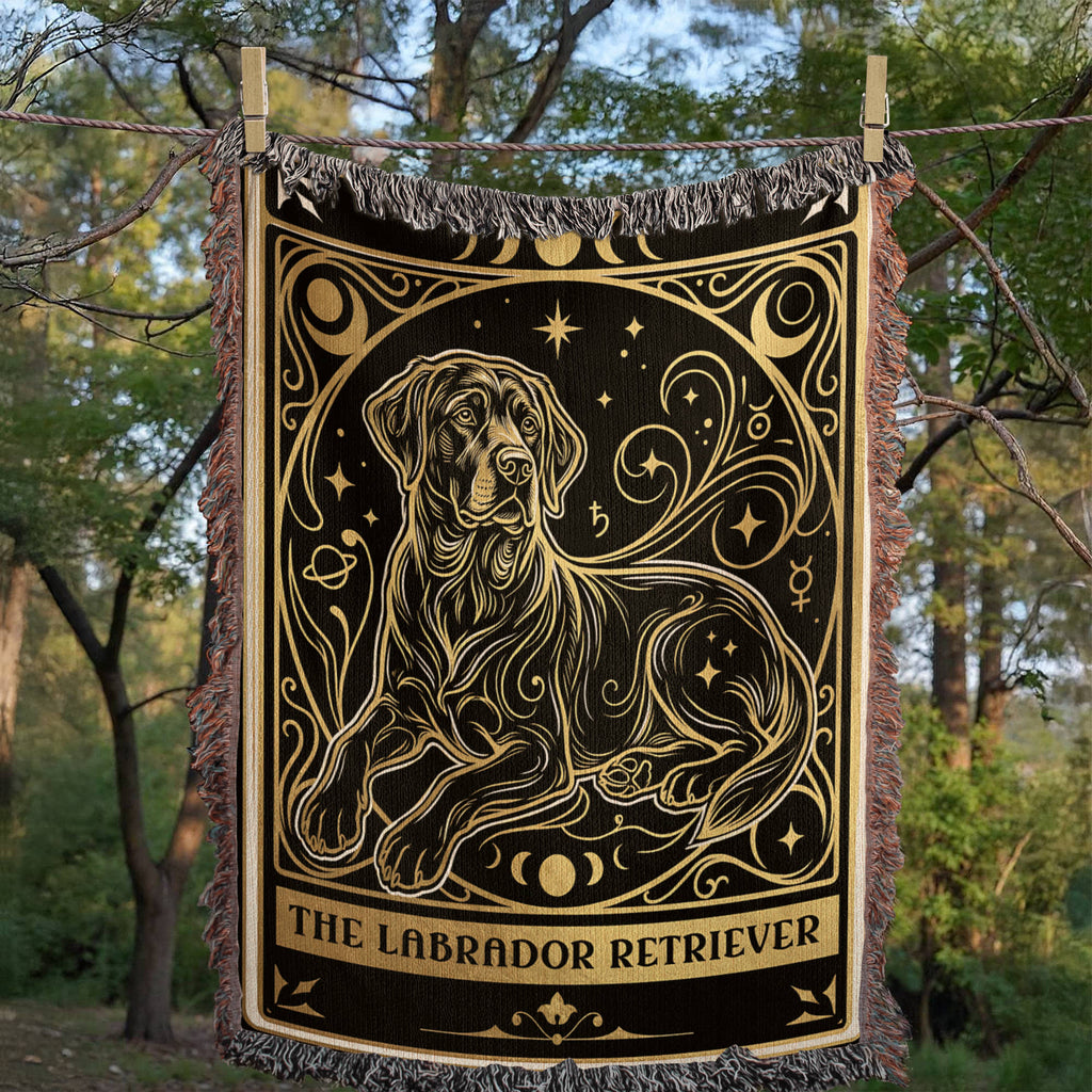 🐾 Woven Blanket tarot card - Labrador Retriever Gold & Black