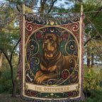 🐾 Woven Blanket Tarot Card - Rottweiler Roses