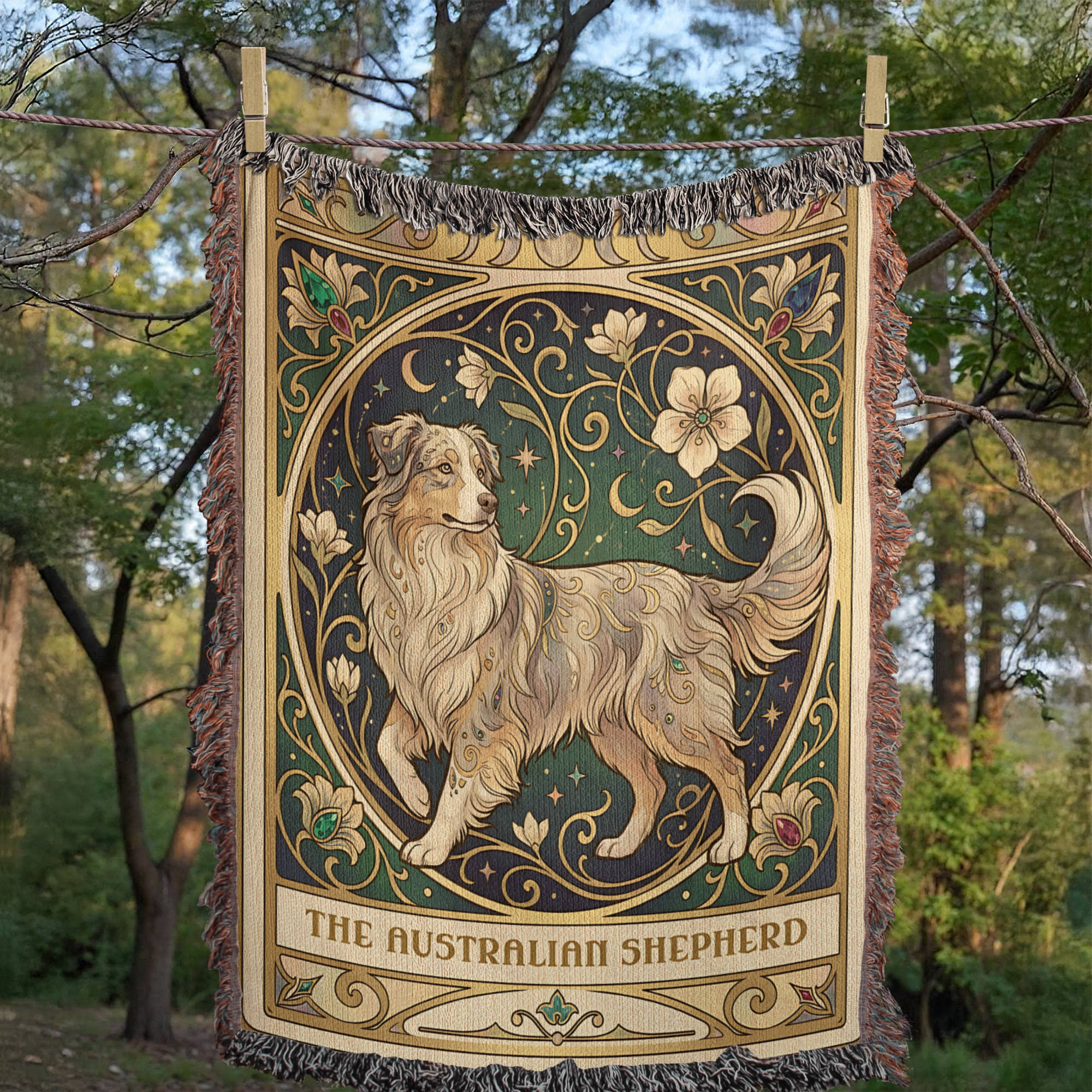 🐾 Woven Blanket Tarot Card - Australian Shepard