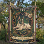 🐾 Woven Blanket Tarot Card - French bulldog Lillies