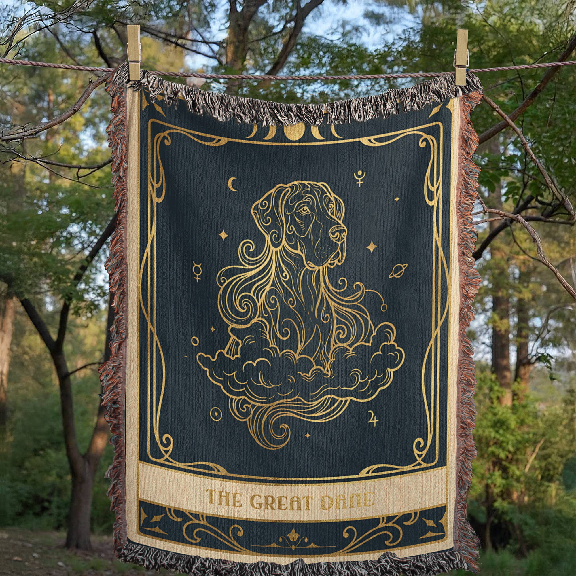 🐾 Woven Blanket Tarot Card - Great Dane Floating