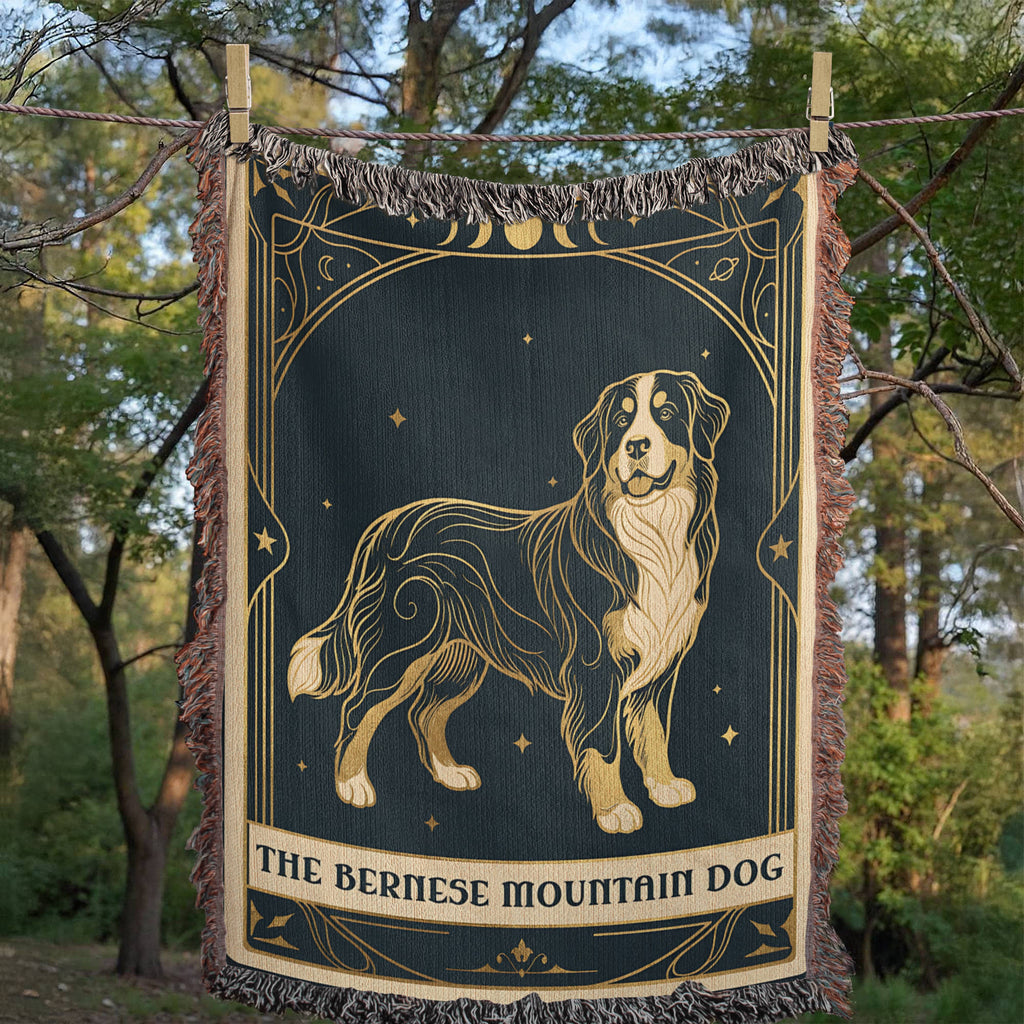 🐾 Woven Blanket Tarot Card - Bernese Mountain Dog Celestial