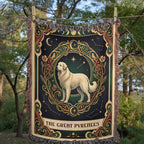 🐾 Woven Blanket Tarot Card - Great Pyrenees Green and Gold