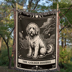 🐾 Woven Blanket Tarot Card - Golden Doodle Black&W