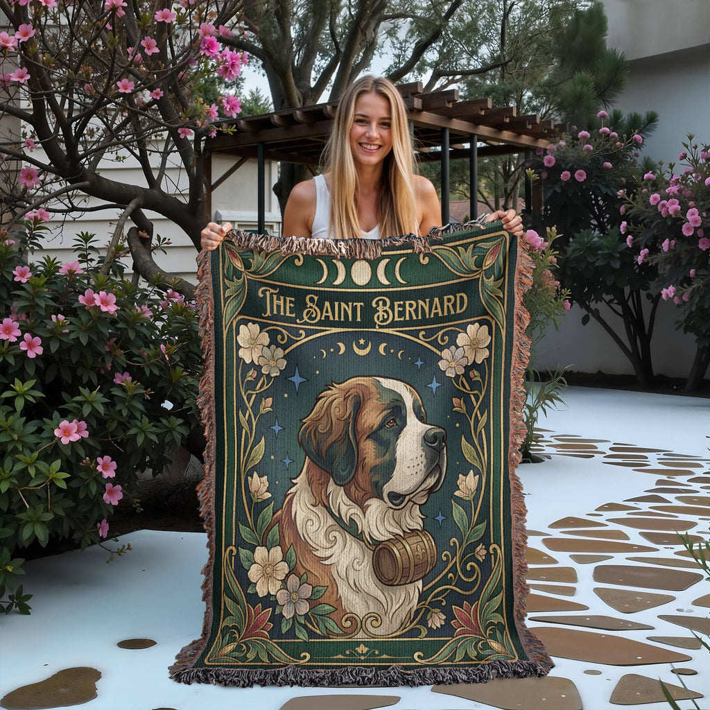 🐾 Woven Blanket Tarot Card - Saint Bernard Green