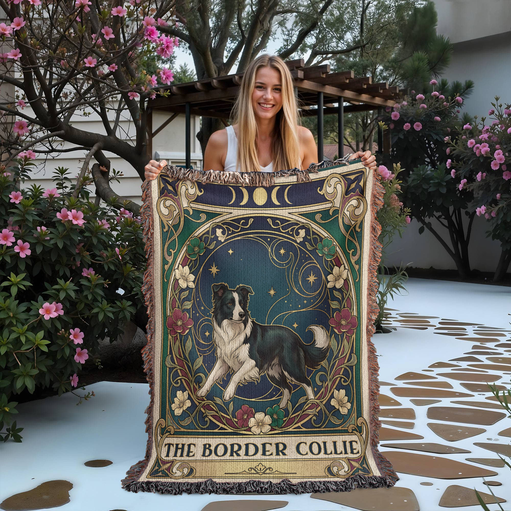 🐾 Woven Blanket Tarot Card - Border Collie
