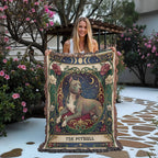 🐾 Woven Blanket Tarot Card - Pitbull laying with flowers