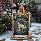 🐾 Woven Blanket Tarot Card - Great Pyrenees Green and Gold