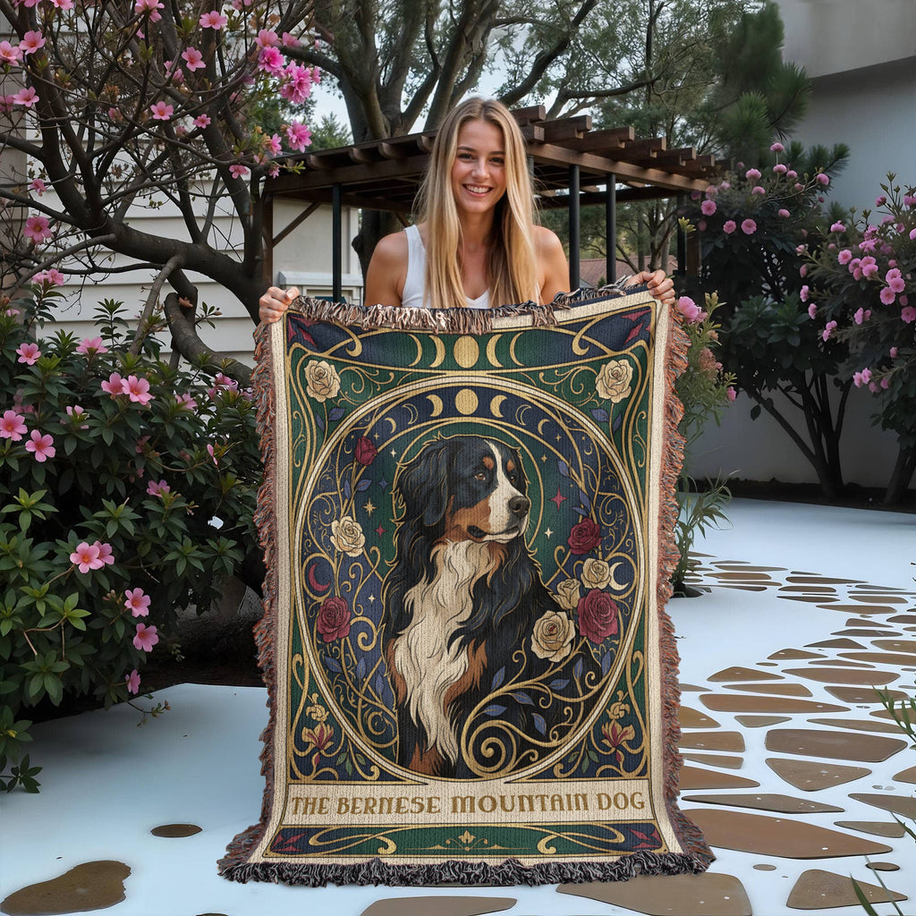 🐾 Woven Blanket Tarot Card - Bernese Mountain Dog - Stained Glass