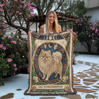 🐾 Woven Blanket Tarot Card - Pomeranian Stained Glass