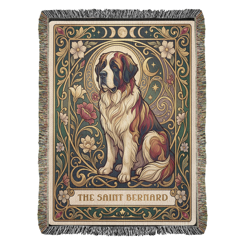 🐾 Woven Blanket Tarot Card Saint Bernard Roses