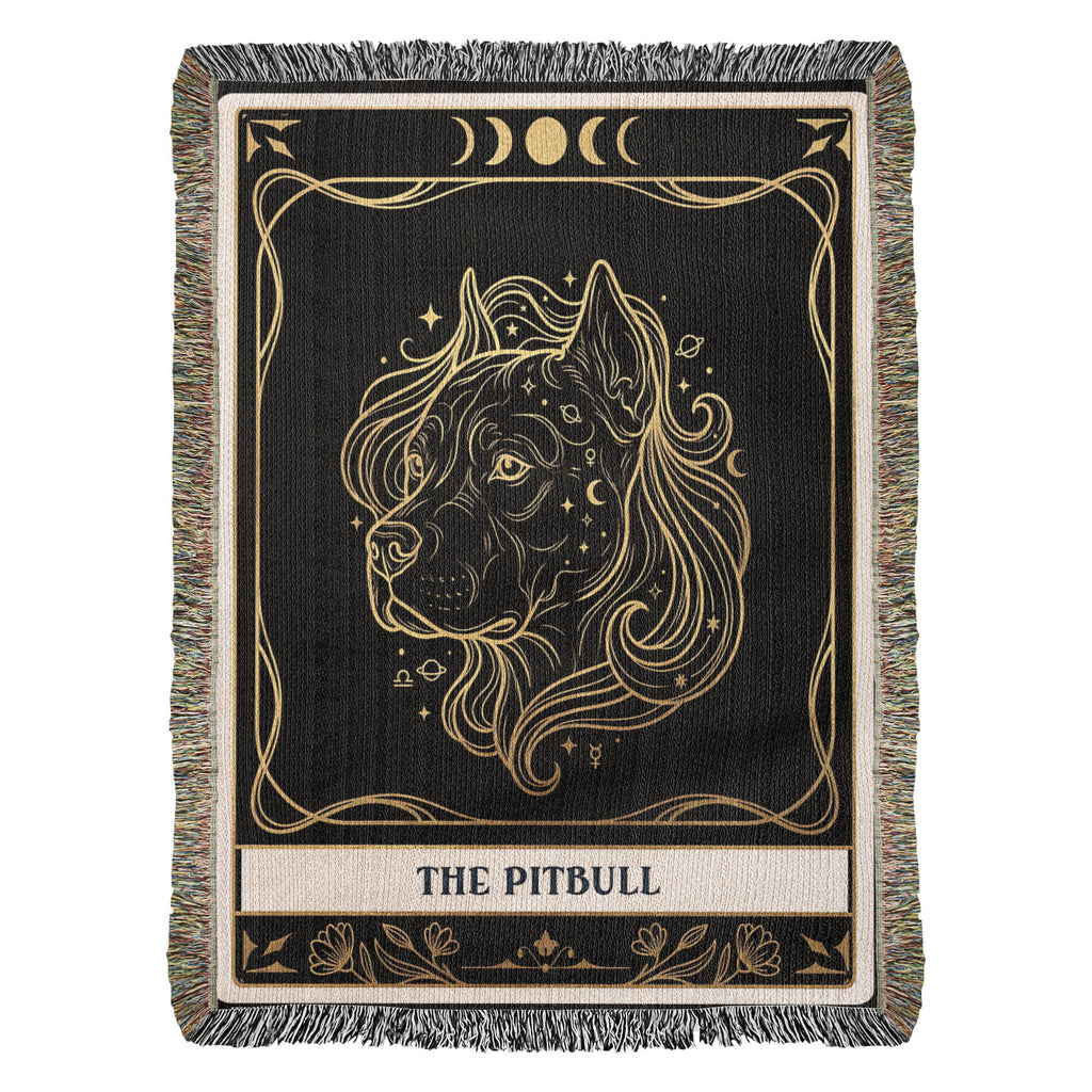 🐾 Woven Blanket Tarot Card - Pitbull Celestial Head Shot