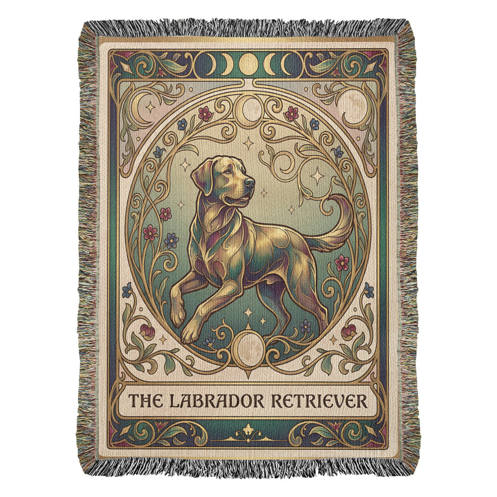 🐾 Woven Blanket Tarot Card - Labrador Retriever Green & Gold