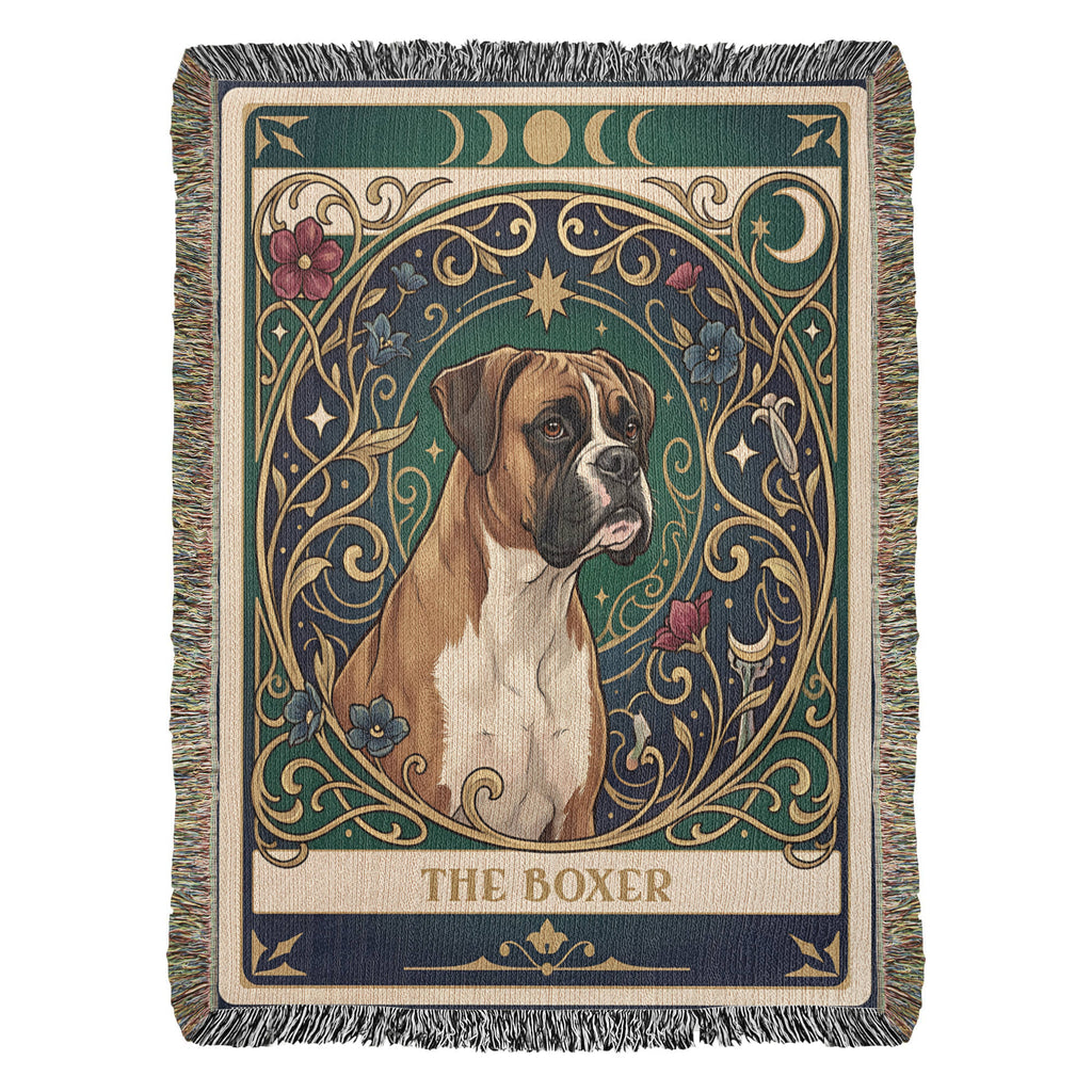 🐾 Woven Blanket Tarot Card - Boxer Portrait