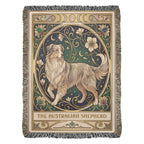 Australian Shepherd Art Nouveau Tarot Woven Blanket - Heirloom Cotton Throw