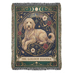 🐾 Woven Blanket Tarot Card - Golden Doodle Laying in flowers