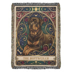 🐾 Woven Blanket Tarot Card - Rottweiler Roses