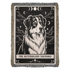 🐾 Woven Blanket Tarot Card - Australian Shepard Black and White